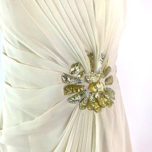 Vanilla Cream Chiffon and Satin Event Dress
